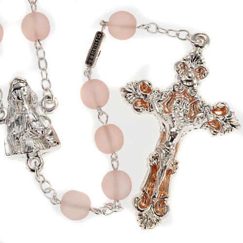 Ghirelli pink rosary Our Lady of Lourdes, glass 8 mm 1