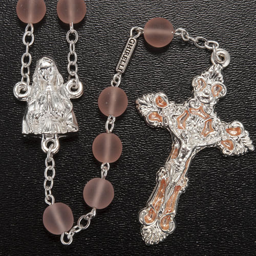 Ghirelli pink rosary Our Lady of Lourdes, glass 8 mm 2