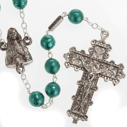 Green Ghirelli Rosary Our Lady of Lourdes, opaque glass 8 mm 1