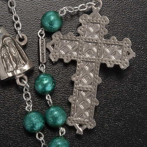 Green Ghirelli Rosary Our Lady of Lourdes, opaque glass 8 mm 2