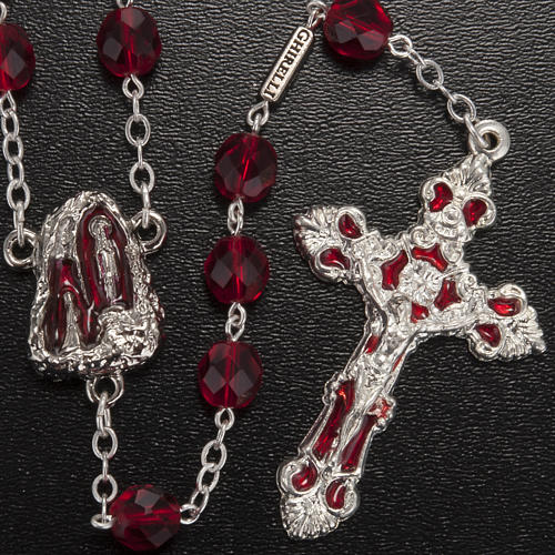 Ghirelli rosary Holy Lourdes Grotto, ruby glass 2