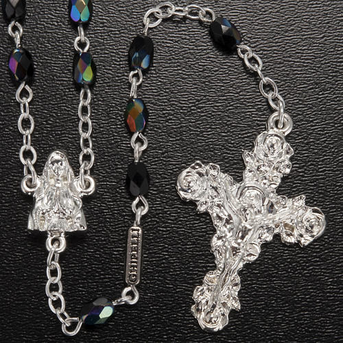 Ghirelli rosary Lourdes, black shiny glass 2