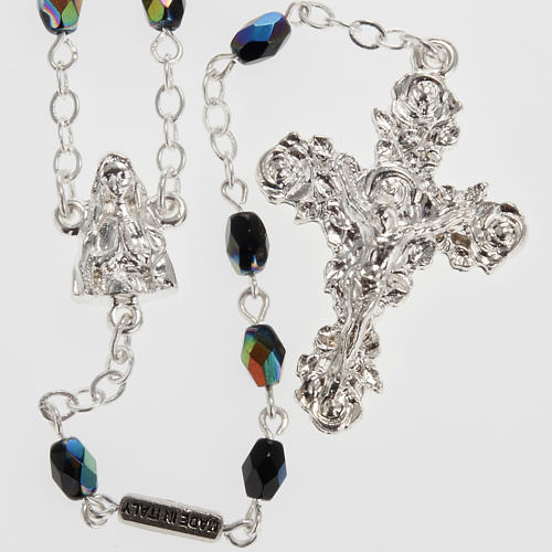 Ghirelli rosary Lourdes, black shiny glass 1