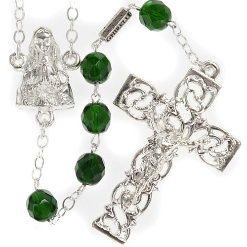 Ghirelli rosary, dark green glass Lourdes grotto 8mm 1