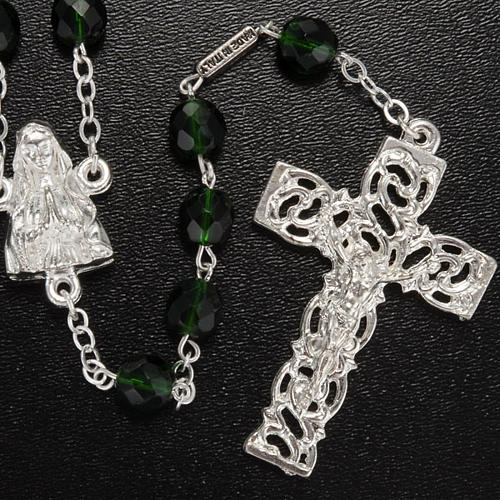 Ghirelli rosary, dark green glass Lourdes grotto 8mm 2
