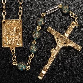 Rosario Ghirelli verde agura dorado Cristo y la Virgen 6mm