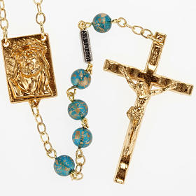 Rosario Ghirelli oro verde Cristo e Madonna con bimbo 6 mm
