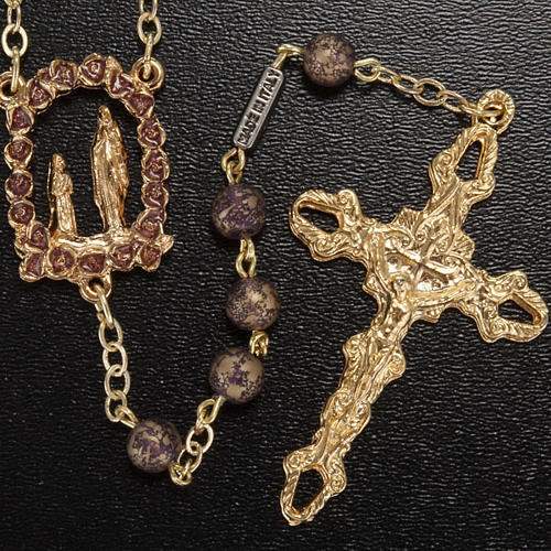 Ghirelli rosary, gold purple glass Lourdes grotto 6mm 2