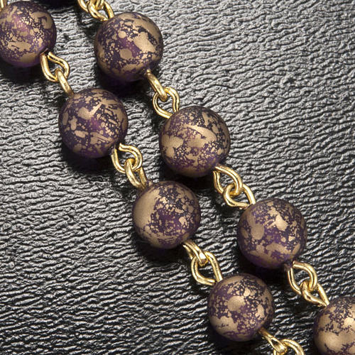 Ghirelli rosary, gold purple glass Lourdes grotto 6mm 5