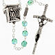 Ghirelli rosary, aqua green with locket medal 6mm s1
