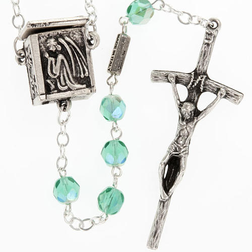 Ghirelli rosary, aqua green with locket medal 6mm 1