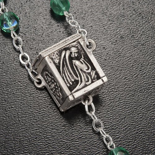 Ghirelli rosary, aqua green with locket medal 6mm 3