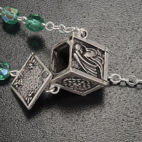 Ghirelli rosary, aqua green with locket medal 6mm 4