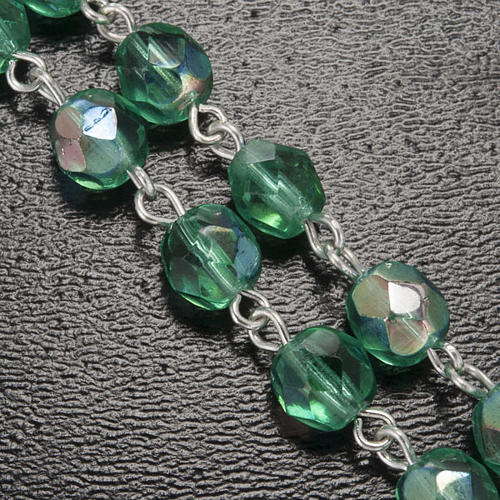 Ghirelli rosary, aqua green with locket medal 6mm 6