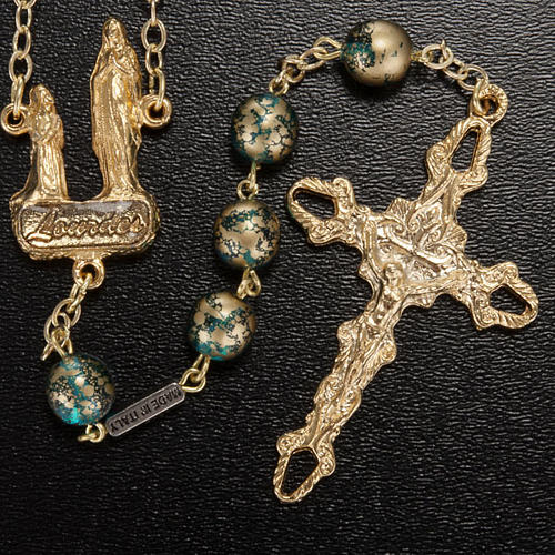 Ghirelli rosary, aqua green Lourdes grotto 8mm 2