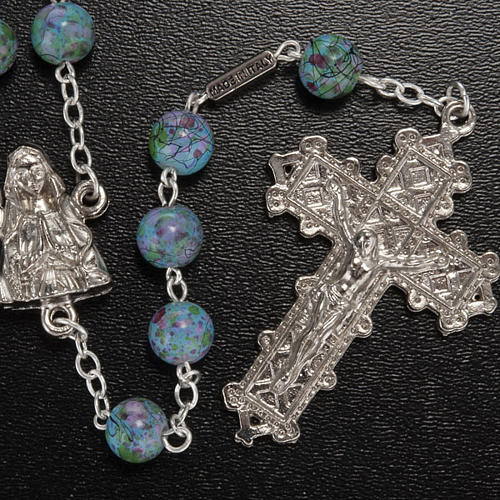 Ghirelli rosary, Our Lady of Lourdes green pattern 6mm 2