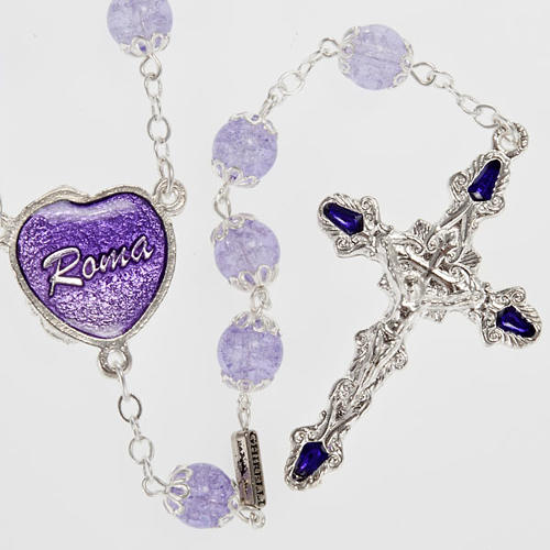 Ghirelli rosary, lilac, Our Lady and baby 9mm 1