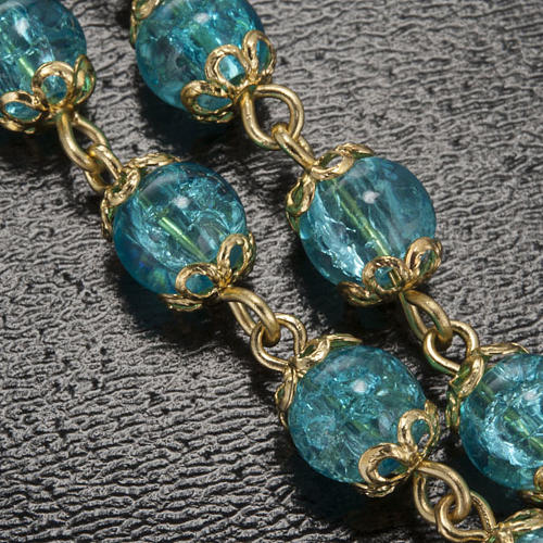 Terço Ghirelli vidro turquesa Fátima e rosas 6 mm 5