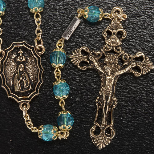 Ghirelli rosary, turquoise glass, Fatima and roses 6mm 2