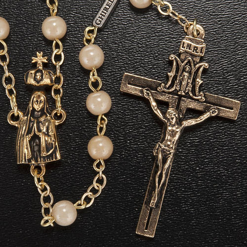 Rosario Ghirelli grani perlati Madonna di Fatima 6 mm 2