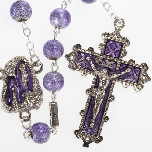 Ghirelli rosary, purple enamelled glass, Lourdes grotto 7mm 1