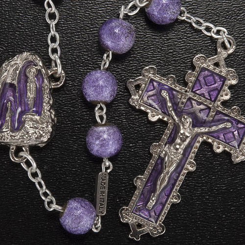 Ghirelli rosary, purple enamelled glass, Lourdes grotto 7mm 2
