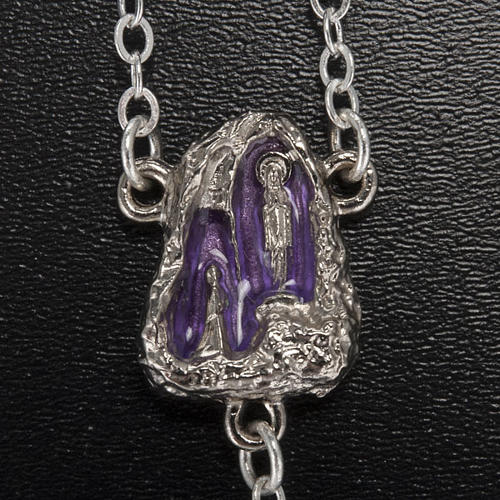 Ghirelli rosary, purple enamelled glass, Lourdes grotto 7mm 3