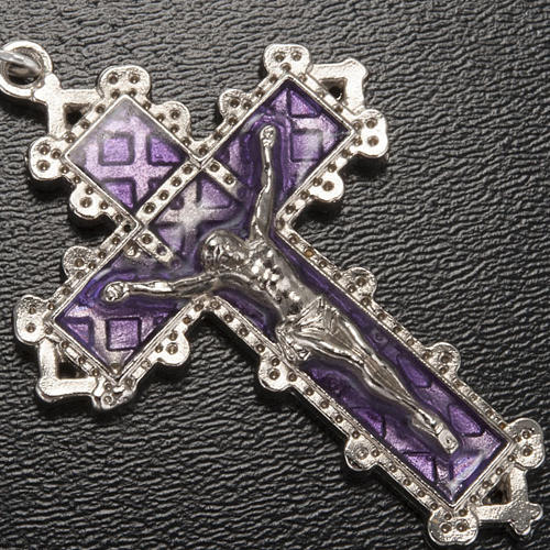 Ghirelli rosary, purple enamelled glass, Lourdes grotto 7mm 4