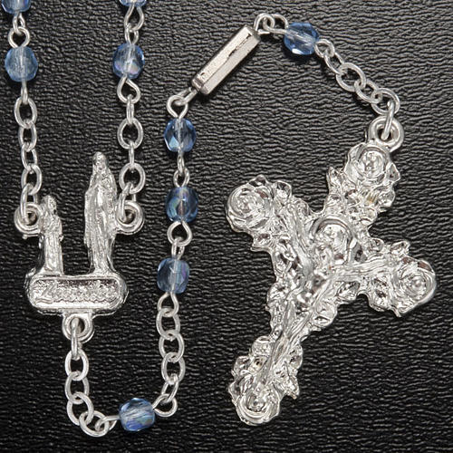 Ghirelli rosary, light blue crystal Lourdes grotto 4mm 2