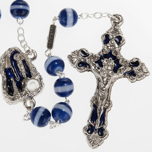 Ghirelli blue and white rosary Lourdes Grotto 8mm 1