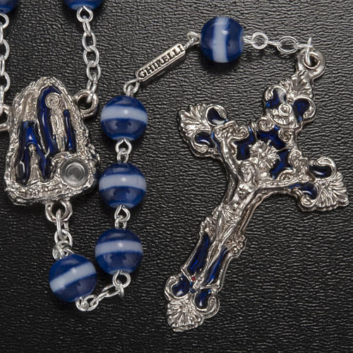 Ghirelli blue and white rosary Lourdes Grotto 8mm 2