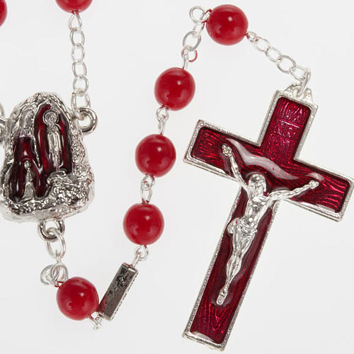 Ghirelli rosary, Lourdes, red 7mm 1