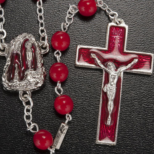 Ghirelli rosary, Lourdes, red 7mm 2