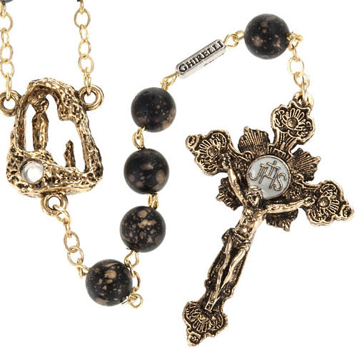Ghirelli rosary, black with stripes 8mm 1