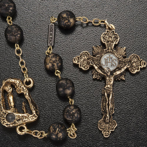 Ghirelli rosary, black with stripes 8mm 2