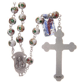 Round white cloisonné rosary 7 mm
