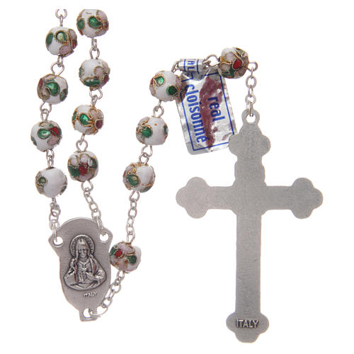 Round white cloisonné rosary 7 mm 2