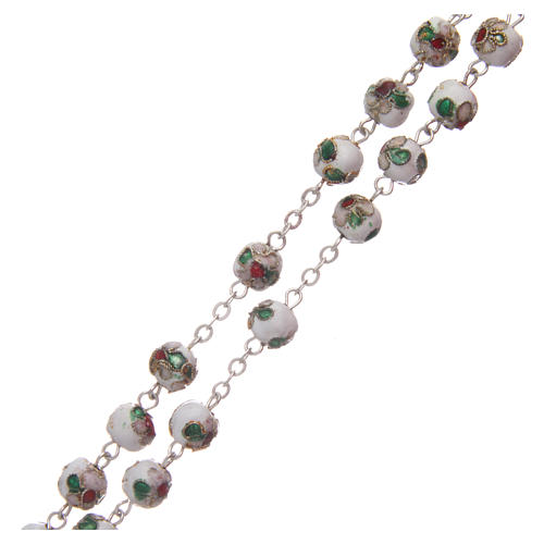 Round white cloisonné rosary 7 mm 3