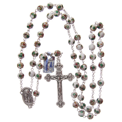 Round white cloisonné rosary 7 mm 4