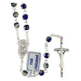 Round blue cloisonnè rosary 5 mm