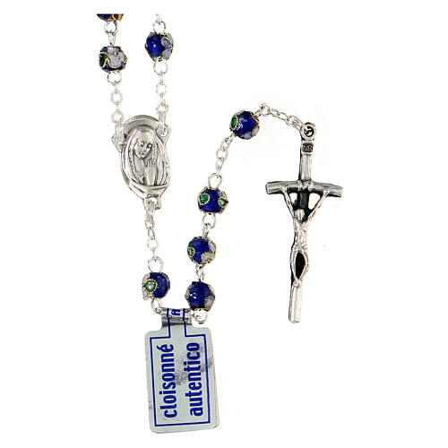 Round blue cloisonnè rosary 5 mm 1