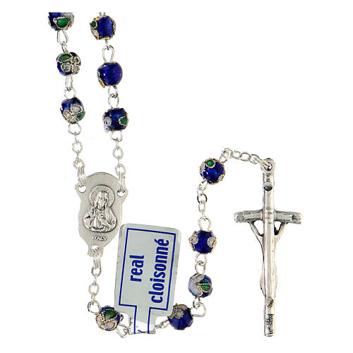 Round blue cloisonnè rosary 5 mm 2