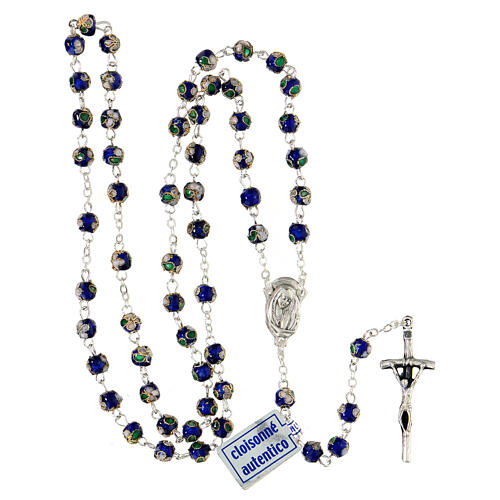 Round blue cloisonnè rosary 5 mm 4