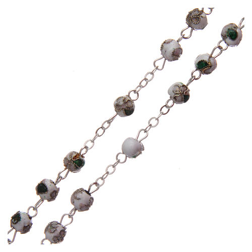 Cloisonné rosary white round beads of 5 mm 3
