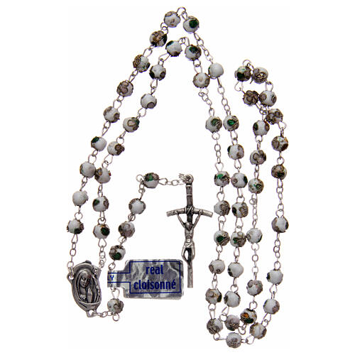 Cloisonné rosary white round beads of 5 mm 4