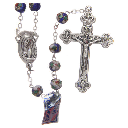 Blue cloisonnè rosary with decoration 7 mm 1