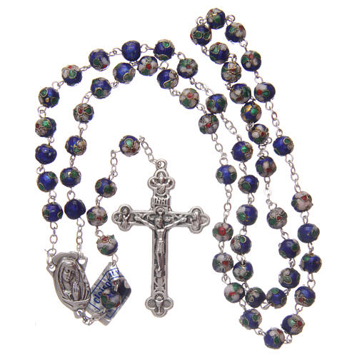Cloisonné rosary blue beads with decorations 7 mm 4