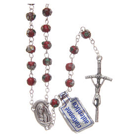 Red cloisonnè rosary 5 mm