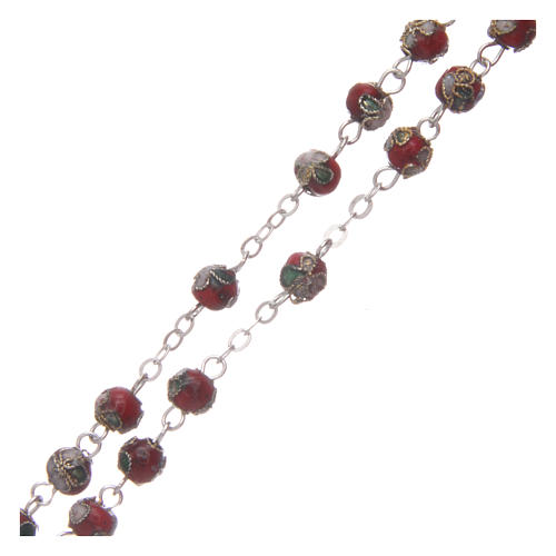Red cloisonnè rosary 5 mm 3