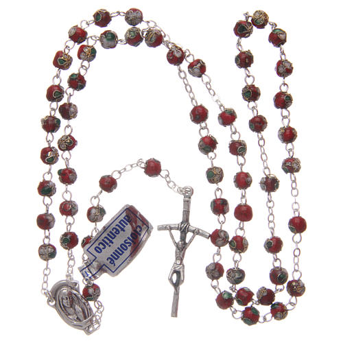 Red cloisonnè rosary 5 mm 4